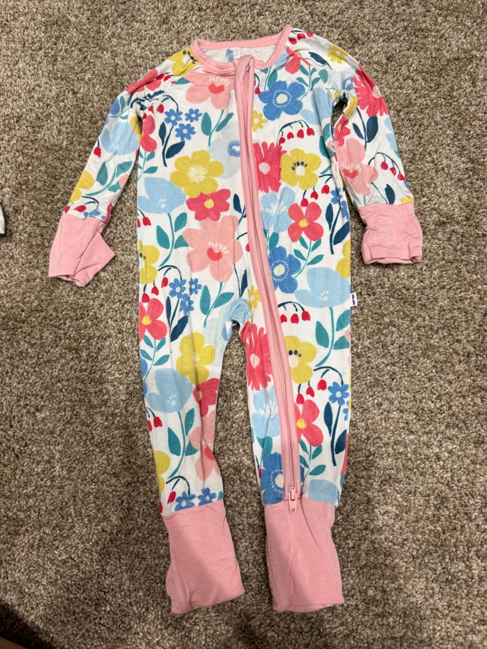 Little Sleepies Floral Print Pink Zippy 0-3m